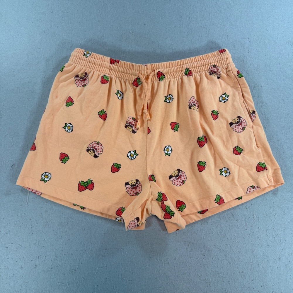 Strawberry Shortcake Peach Orange Lounge Pajama Shorts Women Large Hybrid 1048